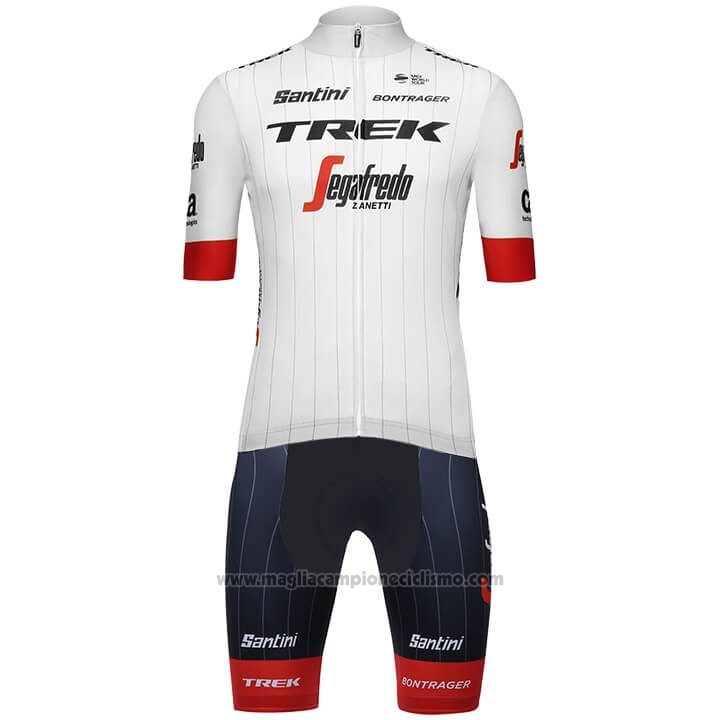 2018 Abbigliamento Ciclismo Trek Segafredo Tour de France Bianco Rosso Manica Corta e Salopette